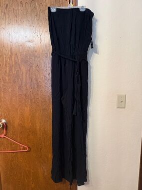 Express Black Strapless Wide-Leg Jumpsuit